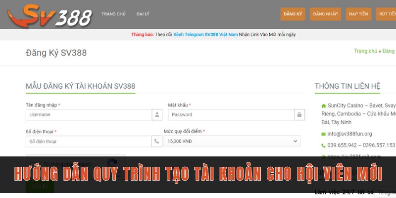 Hướng dẫn đăng ký tham gia cá cược tại Sv388